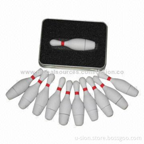 Bowling-shaped USB Flash Disks, Supports Plug-and-play Function and Anti-shock Features